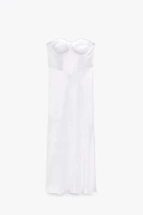 ZARA dress midi satin wedding corset rhinestone party shower bridal cocktail - Image 8