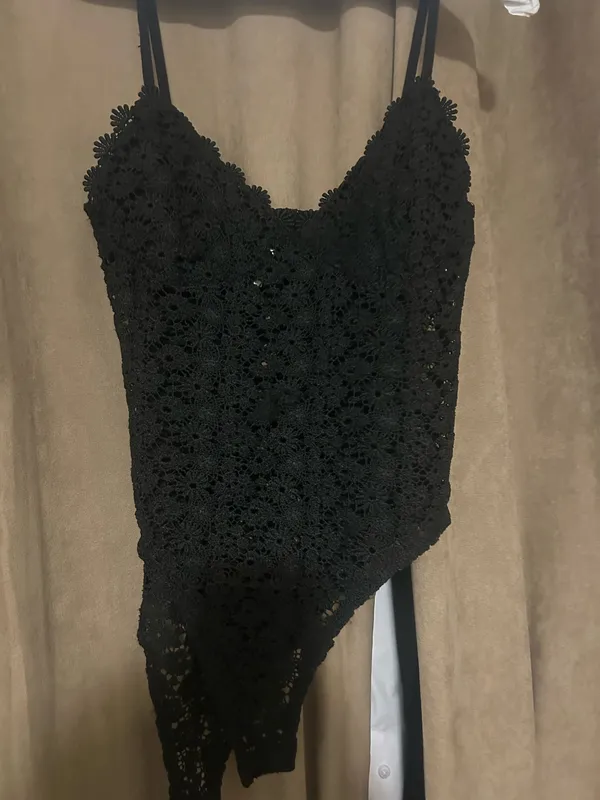 H&M Lace Bodysuit Black flower Mesh - Image 3