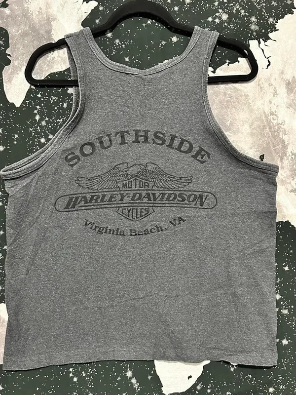 Harley Davidson Grey Tank Top Shirt - Image 4