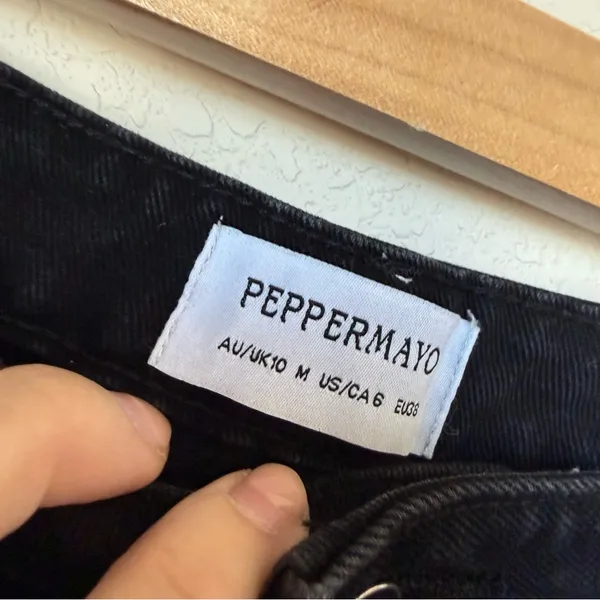 Peppermayo Black Wide Leg Jeans US 6 High Rise Denim 100% Cotton - Image 3