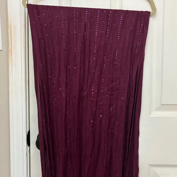 Purple Sequined Pashmina with Fringe - Image 6