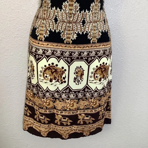 Earthy Elephant Artsy Bohemian Boho Chic Lightweight Casual Summer‎ Slip Dress M - Image 3