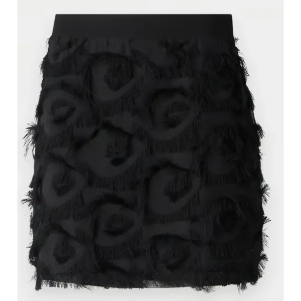 Marella Demien Mini Skirt Black Fringe High Waist Party Straight Pencil US 6 NWT - Image 2