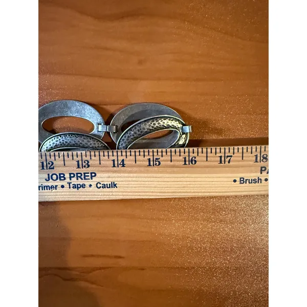 Vintage Fossil Silver Waist Chain Belt Hammered Metal Oval Link Y2K Boho - Image 3