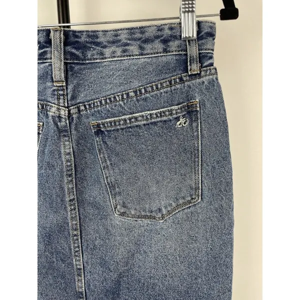 Sam Edelman Medium Blue‎ Wash The Riley Asymmetrical Raw Hem Denim Jean Skirt 29 - Image 4