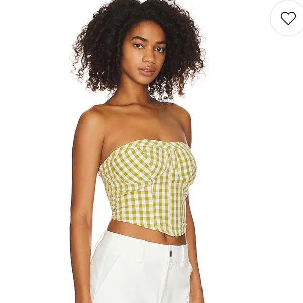Free people Leilani Tube Top in Green Gingham - Image 4