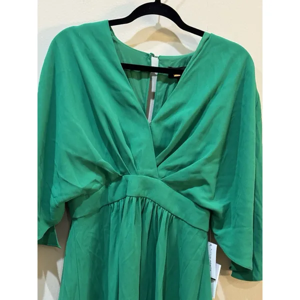 Alexia‎ Admor Isla Draped Dolman Sleeve Fit & Flare Dress Green Back Zipper - Image 5