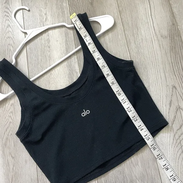 Alo Tank Top crop ribbed knit pullover woemns Black (small) athleisure outdoor - Image 3