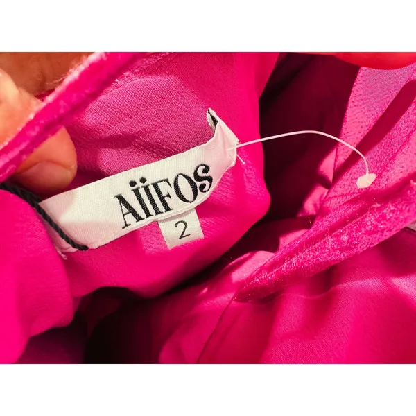 NWT AIIFOS Magenta Pink Surplice V-Neck Sleeveless Pleated Metallic Maxi Dress 2 - Image 11