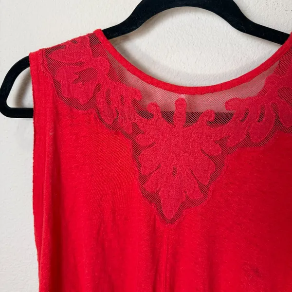 Free People Meant to Be Embroidered Swing Tank Top Red Coral Size Large - Image 8