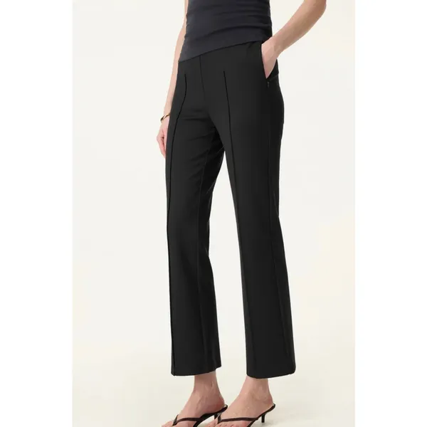 OGL Black Straight-Leg Trousers High-Rise Stretchy Comfortable Workwear Small - Image 2