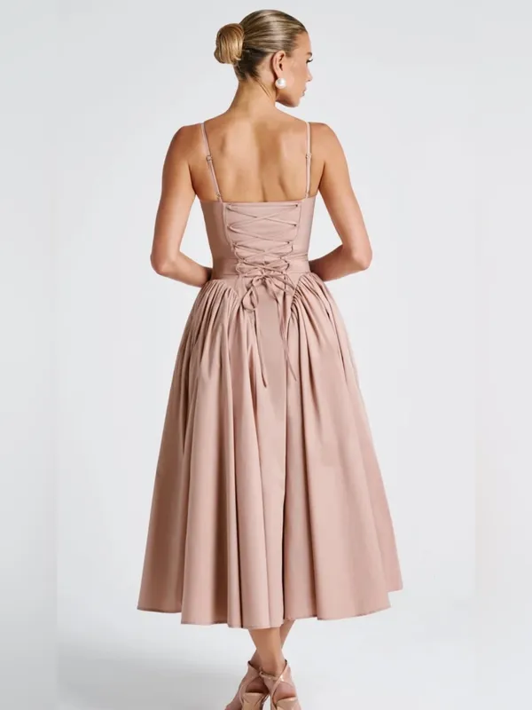 Babyboo NWT Women Medium Blush Soft Dusty Pink Balletcore Midi Princess Dress - Image 8