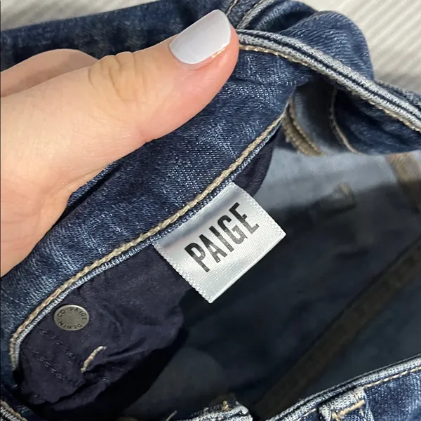 PAIGE Dark Blue Straight Leg Jeans - Image 3