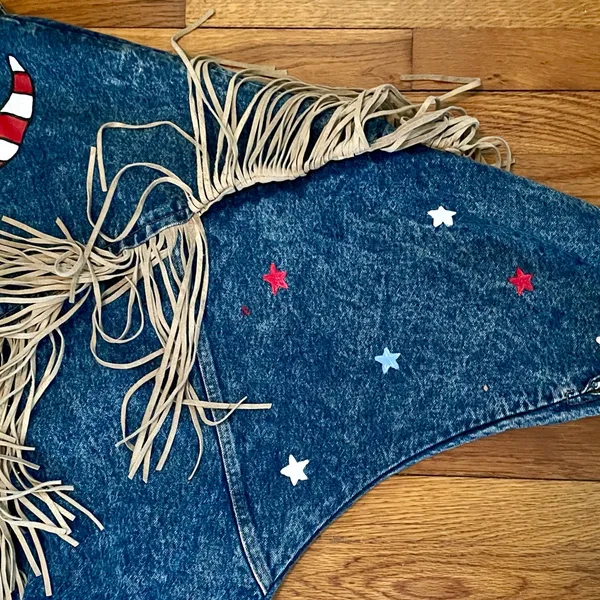 🤠Fringe Denim Western Jacket💃🏼 ~Large Blue - Image 5