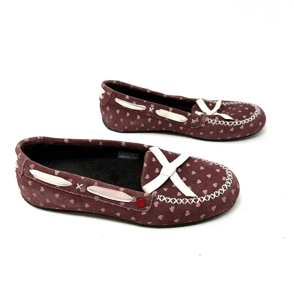 Ugg Size 6‎ Moccasins Red Heart Valentine Slip On House Shoe Flats Sherpa Lined - Image 3