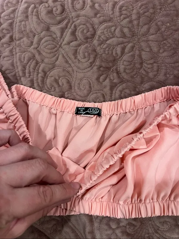 Pink Off-Shoulder Ruched Crop Top - Image 2