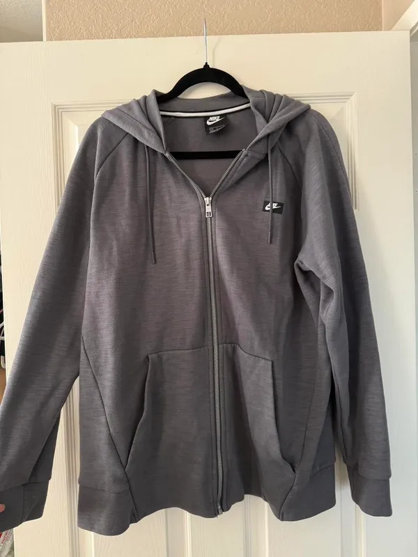 Nike Grey Zip Up Hoodie - Image 3