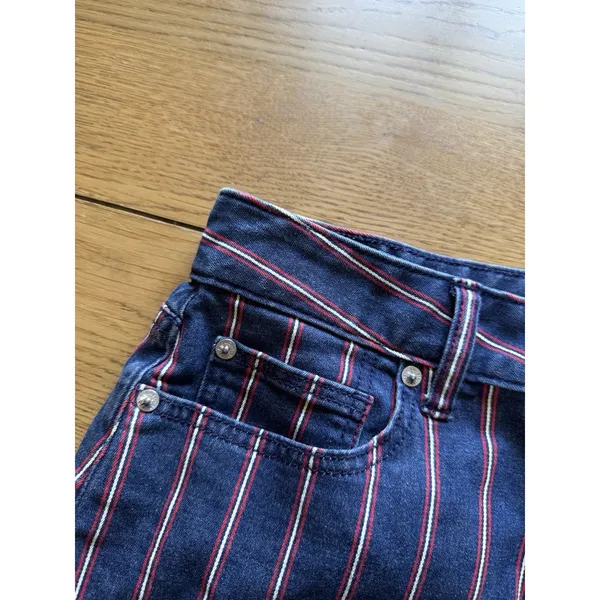 American Eagle Women Size‎ 6 Mid Rise Pinstripe Mini Jean Skirt Super Stretch - Image 8