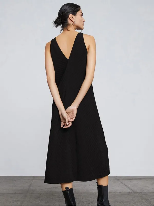 Everlane The City Stripe Black Midi Sleeveless Dress 0 Formal Elegant Classic - Image 2