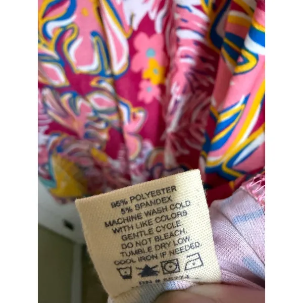 Simply Southern Tropical Parrot Dress Small Pink Palm Leaf Sharkbite Pockets NWT - Image 10