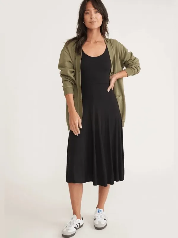 Marine Layer Lexi Fit and Flare black sleeveless midi dress Size XSmall NWT - Image 2