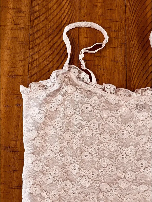 Y2K Old Navy Lilac Lace Camisole Medium - Image 3