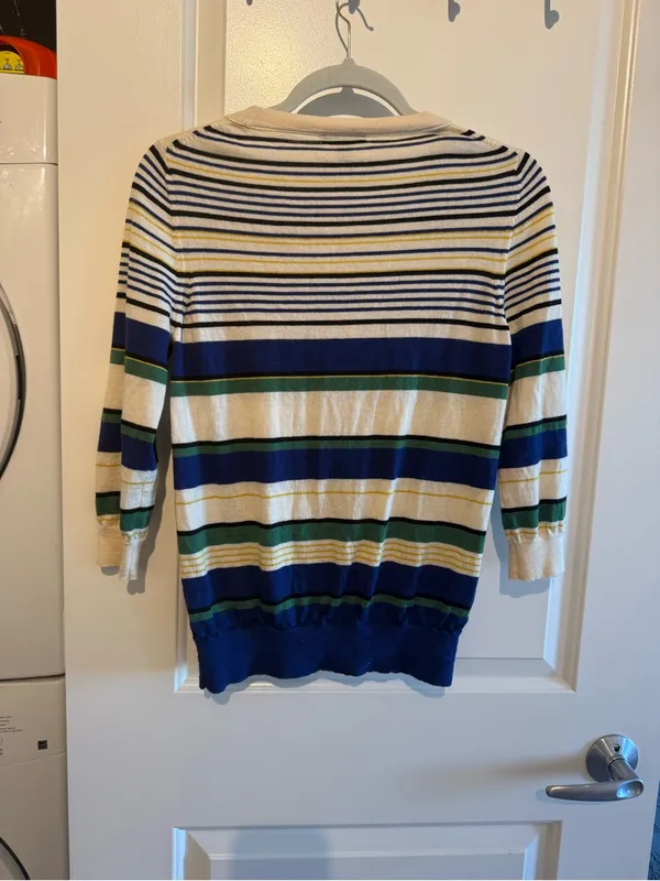 J.Crew 100% Merino Wool Multicolor Striped Sweater Size Medium - Image 6