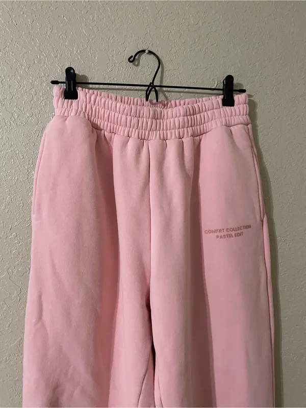Comfrt Pastel Sweatpants Size Medium Bubblegum Pink Fleece Lined Thick Cozy - Image 8
