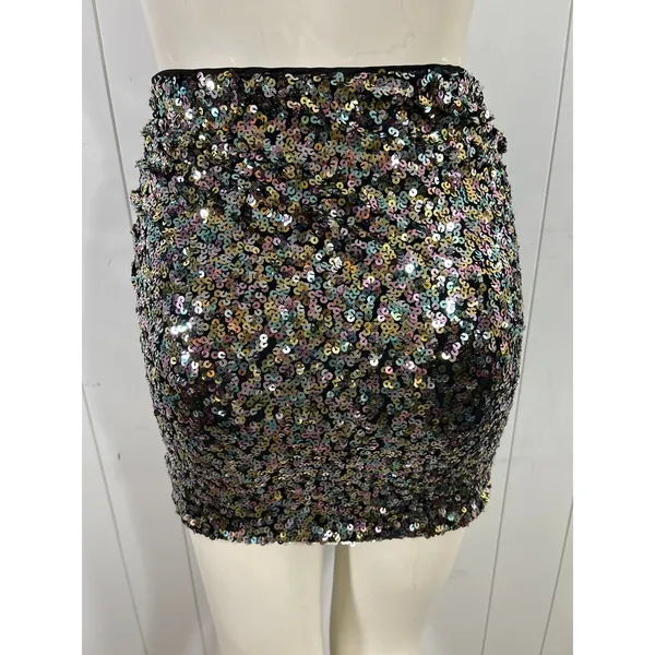 ASTR the label Women's Milan Skirt In Black Rainbow Sequins. NWOT. Size S. - Image 6