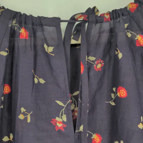 Madewell Cotton Silk Floral Peasant Blouse Size Small Navy Red Long Sleeve Shirt - Image 12