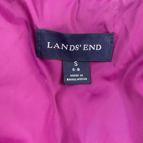 Lands' End Women's Down Puffer Vest Size Small Pockets Snap Front Pink Outdoor‎ - Image 3