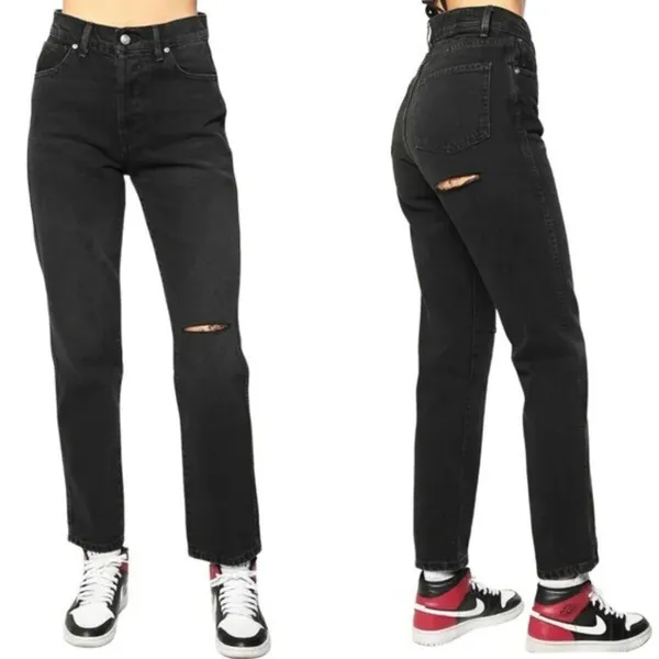 Revice NWT Ex-Boyfriend Jeans Black Distressed High Rise Ripped Size 31 Women‎ - Image 2