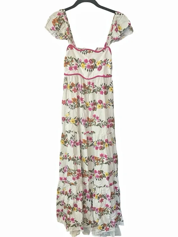 Saylor Ayame Floral Flutter Sleeve Tiered Maxi Dress Small - Image 2