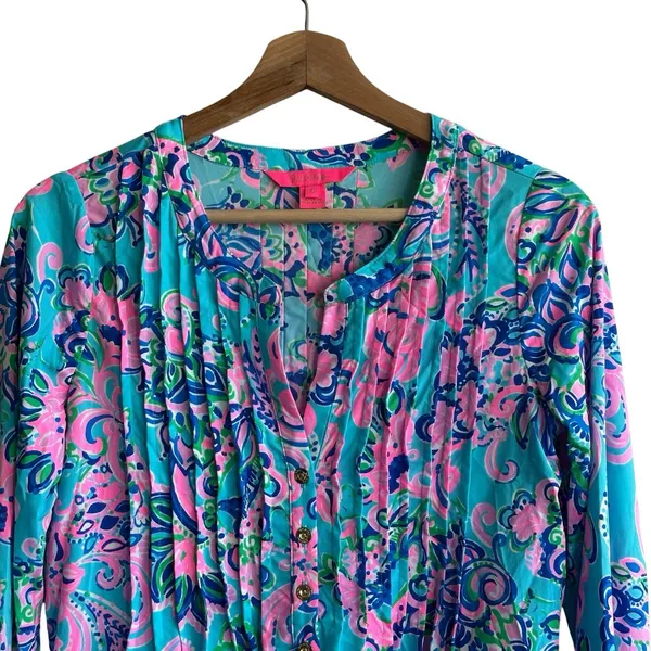 Lilly Pulitzer Chillylilly Seana Dress XS UPF50 Horizon Jungle Sunrise Oversized - Image 5
