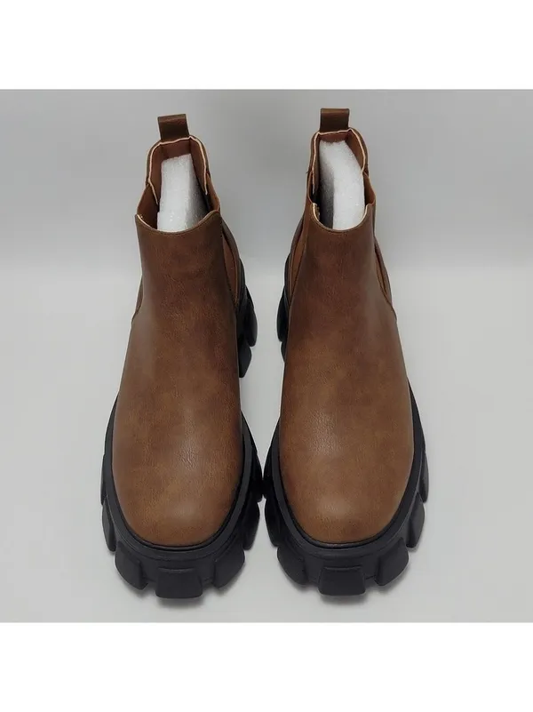 Tinstree Women's Chunky Platform Chelsea Slip On Lug Sole Boot Size 9.5 Brown - Image 7