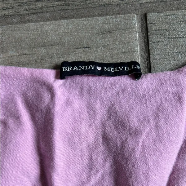 Brandy Melville Light Pink Ruched Short Sleeve Top - Image 2