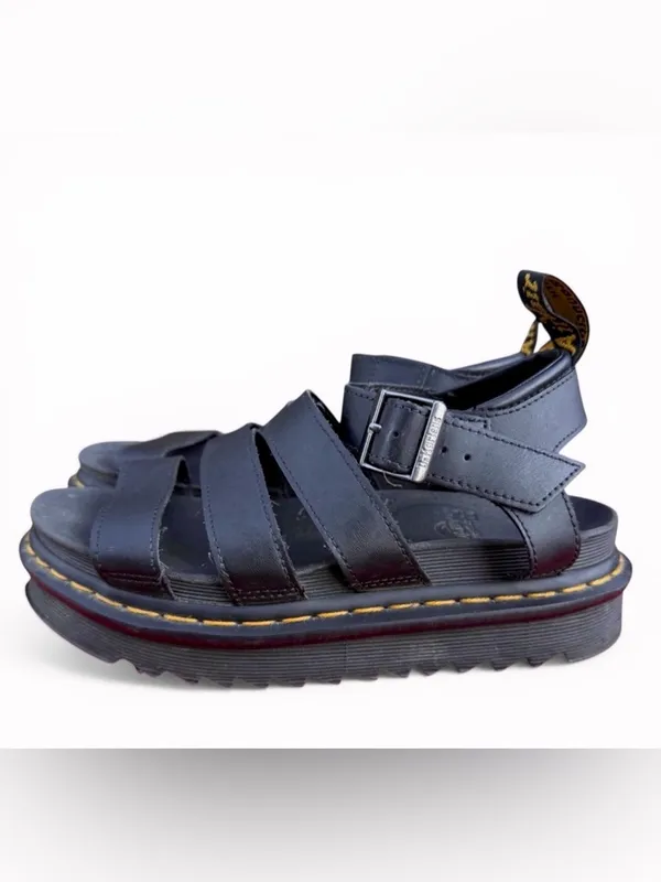 Dr Martens Blaire‎ Black Leather Platform Sandals Buckle Strap Womens Size Shoes - Image 2