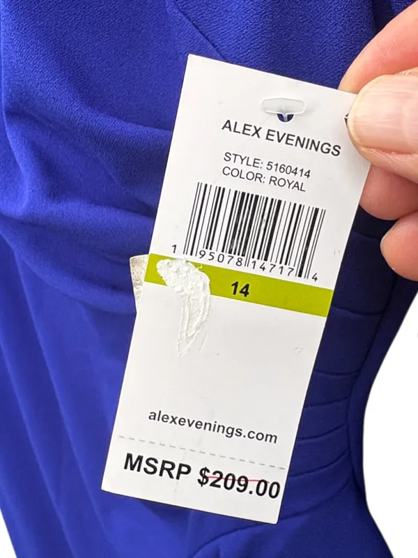 NWT Alex Evenings Cascading Ruffle Maxi Dress Royal Blue Size 14 Retail $209.00 - Image 5