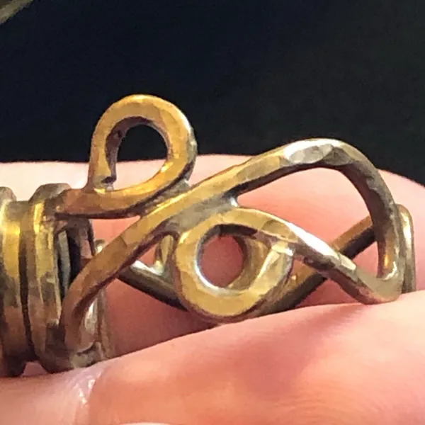 Vintage handmade hammered brass bullet primer ring - Image 12