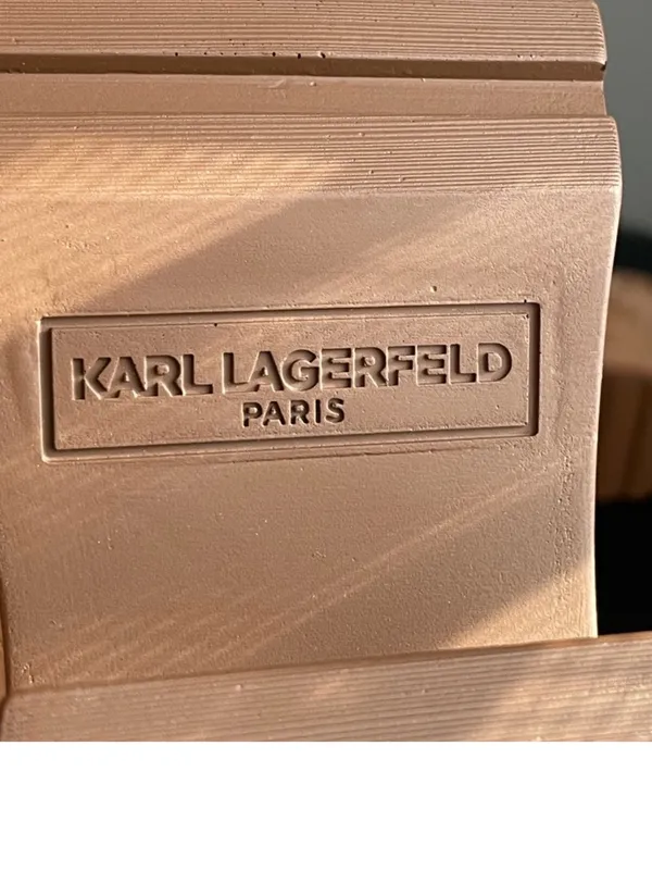 Karl Lagerfeld Paris Clarina Platform Sandal Chunky Wedge in Metallic Latte 8 - Image 16