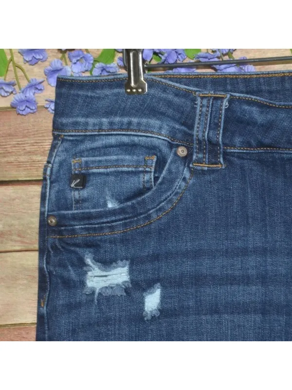 Plus Size 18 KanCan High Rise Dark Wash Ripped Bootcut Jeans Stretch Denim - Image 3