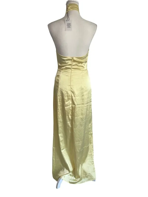 MORE TO COME Darcey Maxi Dress in Butter Yellow Small New Womens Satin Long Gown - Image 6