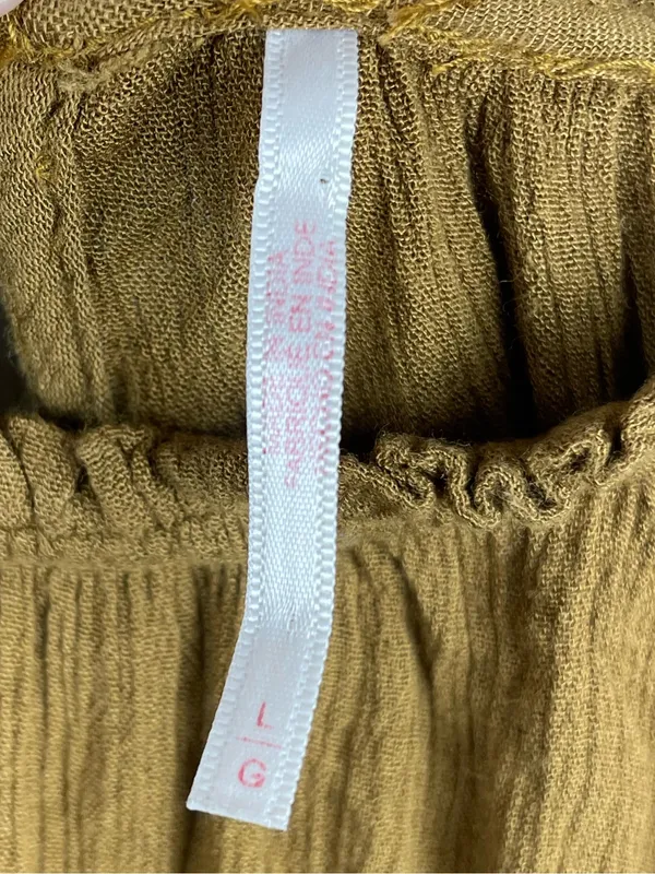 Free People Kelsey Top Size Large Ginger Snap Bell Sleeve Pleated Ruffle Boho - Image 7