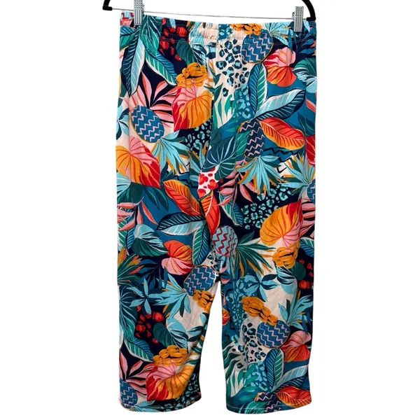 Cuddl Duds Pajama‎ Pants Sz M Floral Colorful Wide Leg Tropical Brushed Lounge - Image 2