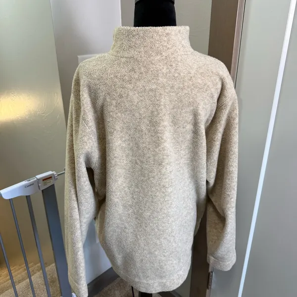 L.L. Bean Women’s‎ Sherpa Oat Brown Cream 1/4 Zip Pullover Sweatshirt Neutral XL - Image 4