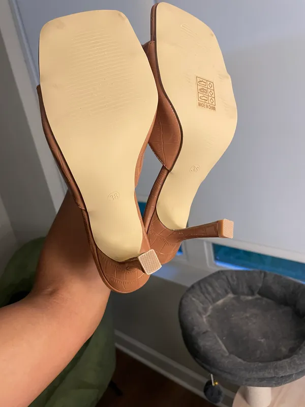 SheIn Tan Brown Mule Sandals Heels - Image 4
