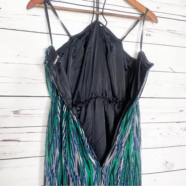 Gianni Bini Green & Blue Rhinestone Embellished Halter Top Maxi Dress Size 0 XS - Image 8