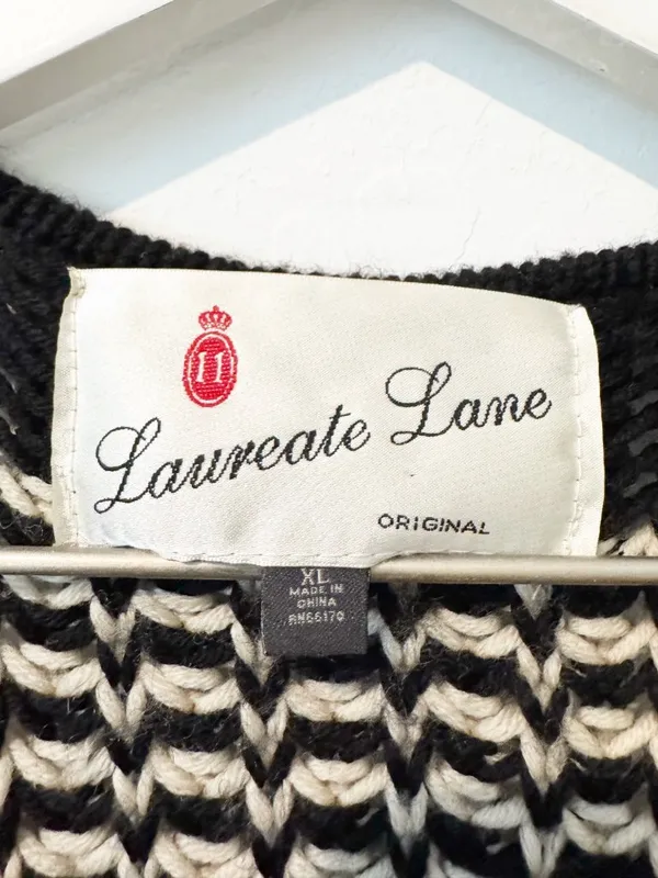 Laureate Lane Cardigan Size‎ XL Wool Striped Chunky Rope Tie Sweater Retro Boho - Image 6
