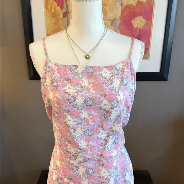 ABOUND Square Neck A-Line Smocked Pink Floral Mini Dress 1X Cottagecore Scandi - Image 3
