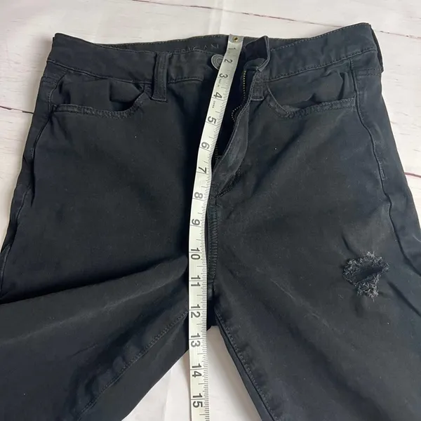 American Eagle Outfitters Women's Distressed Black Skinny Jeans Sz 4 - Image 10